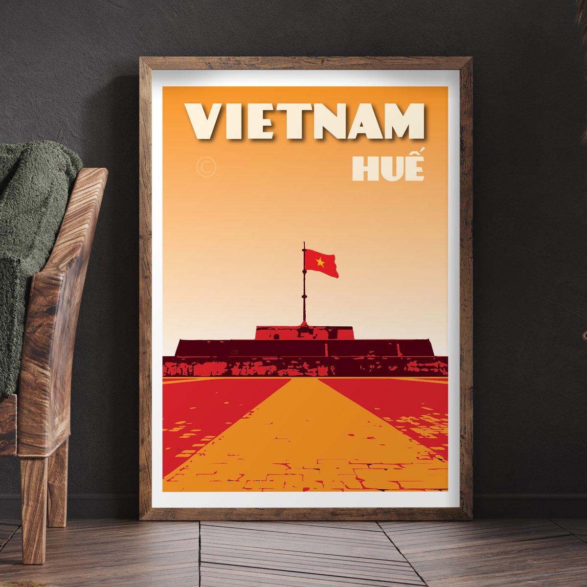 Image of Vintage poster Vietnam - Hue communist flag - Fine Art Print