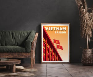Image of Vintage poster Vietnam - Saigon Independance palace - Fine Art Print