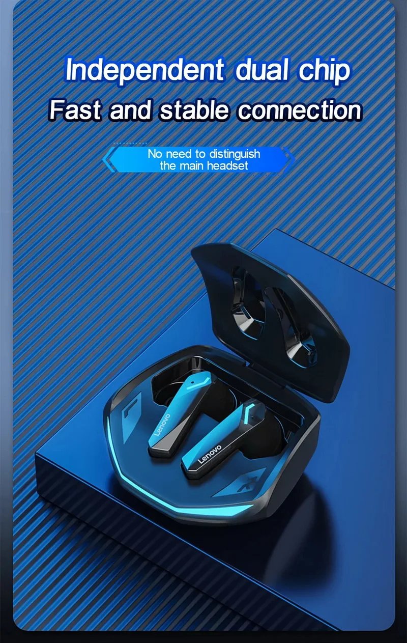 Lenovo Bluetooth 5.3 Headset Wireless In-Ear Gaming Low Latency Dual Mode Music Headphone