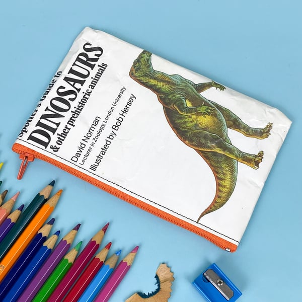 Image of Guide to Dinosaurs Book Page Pencil Case