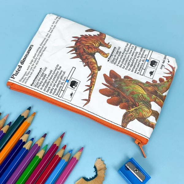Image of Stegosaurus, Guide to Dinosaurs Book Page Pencil Case