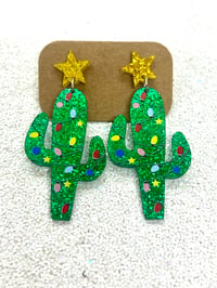 Cactus Christmas earrings 