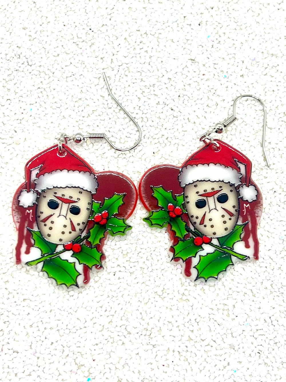 Jason Vorhees Christmas earrings 