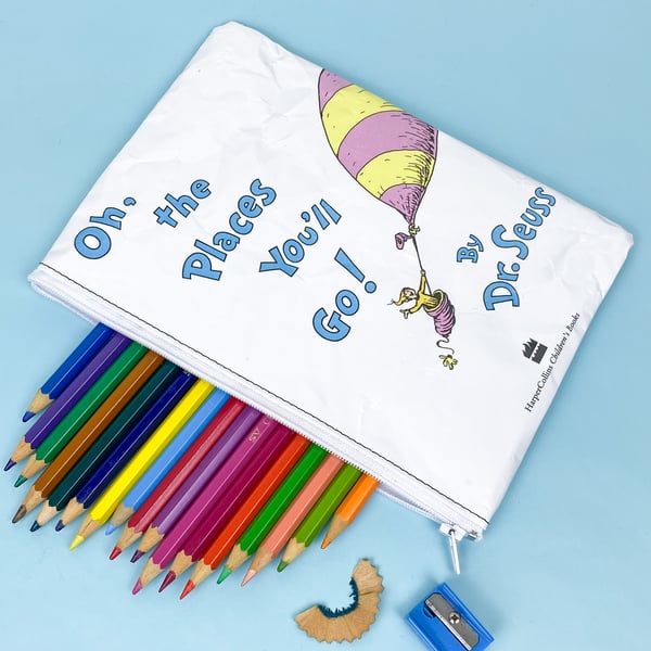 Image of Oh the Places You’ll Go, Dr Seuss Book Page Pencil Case.