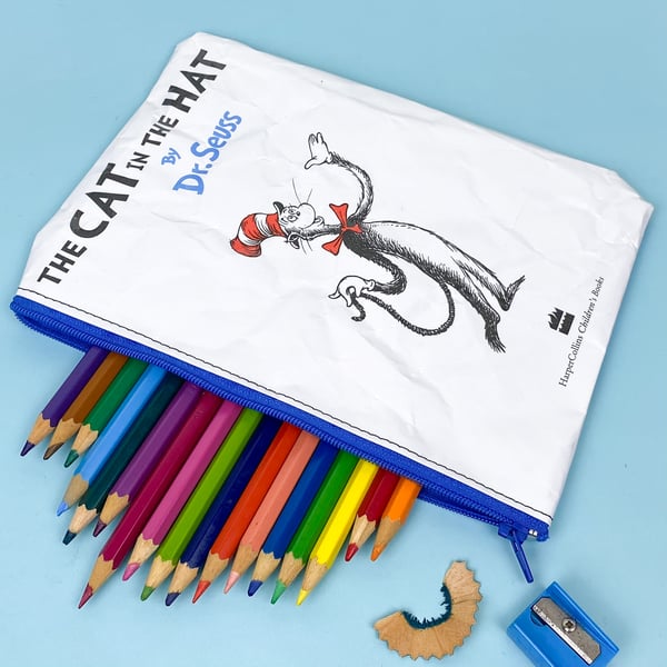 Image of Cat in the Hat Book Page Pencil Case, Dr Seuss