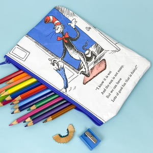 Image of Cat in the Hat Book Page Pencil Case, Dr Seuss