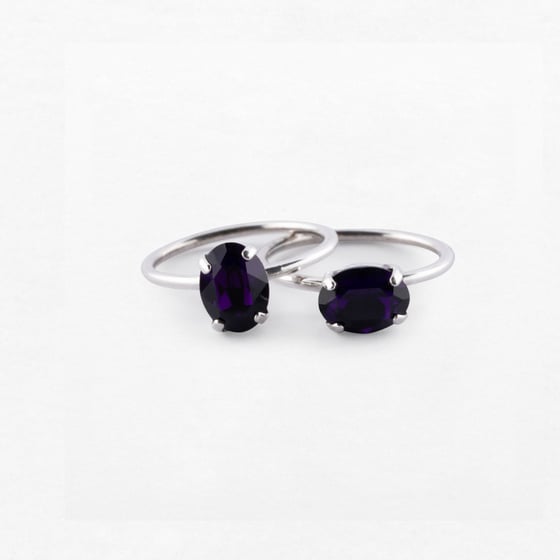 Image of BAGUE PAULA  VIOLET PROFOND PLAQUEE ARGENT