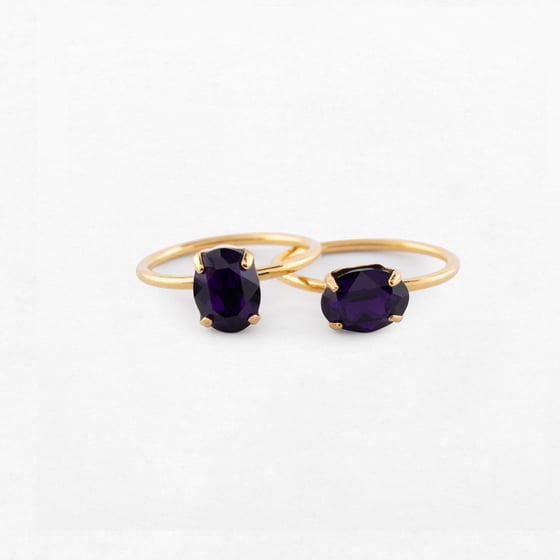 Image of BAGUE PAULA  VIOLET PROFOND PLAQUEE OR