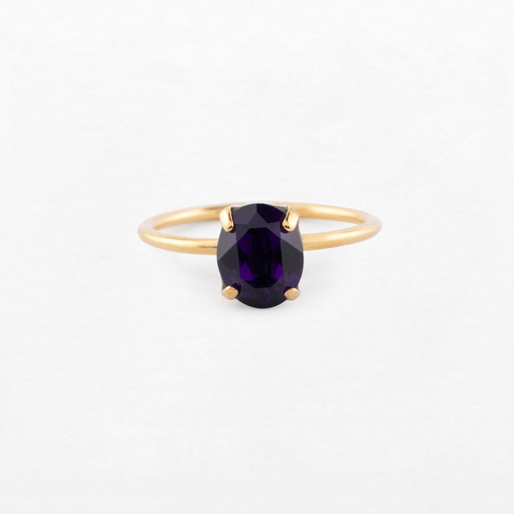 Image of BAGUE PAULA  VIOLET PROFOND PLAQUEE OR