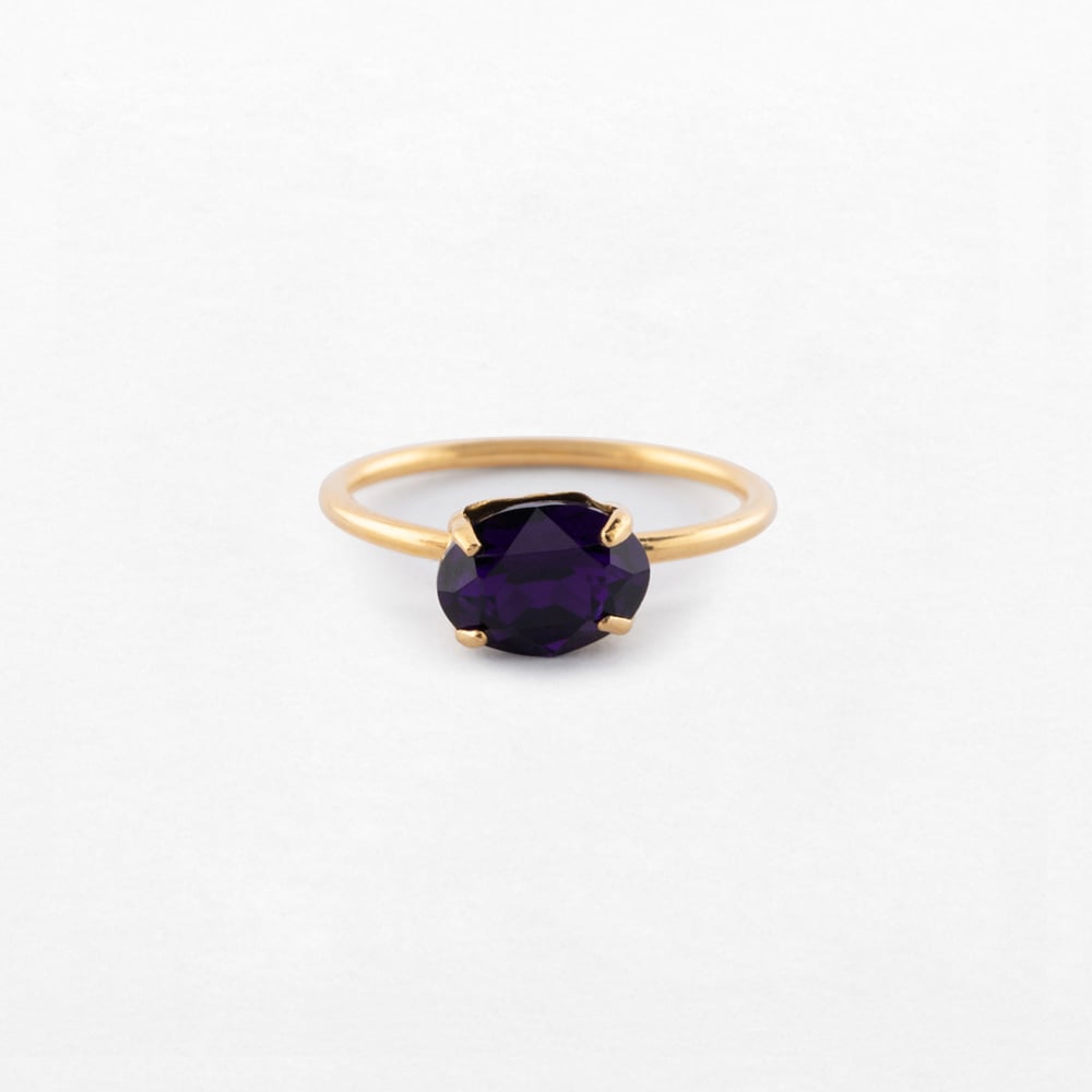 Image of BAGUE PAULA  VIOLET PROFOND PLAQUEE OR