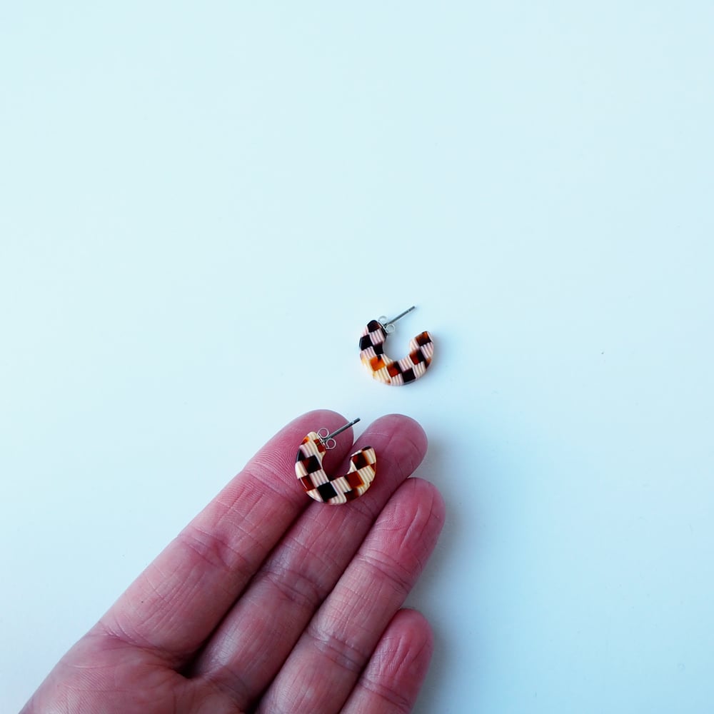 Image of *NEW* Honey Checker Super Mini Hoop Earrings