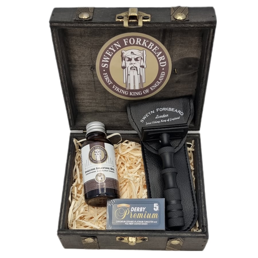 Image of Viking Wooden Box Limited Edition with Safety Razor Thor´s Hammer