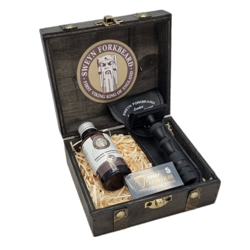 Image of Viking Wooden Box Limited Edition with Safety Razor Thor´s Hammer