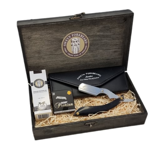 Image of Viking Wooden Box Limited Edition with Straight Razor Horn Handle