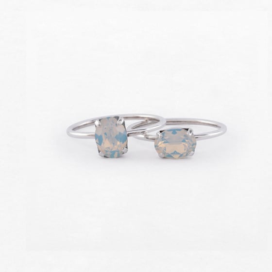 Image of BAGUE PAULA  BLANC NUAGE PLAQUEE ARGENT