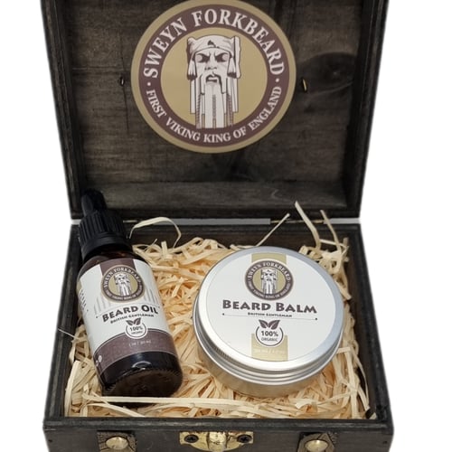 Image of Viking Wooden Box Limited Edition with Beard Oil and Beard Balm