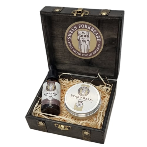 Image of Viking Wooden Box Limited Edition with Beard Oil and Beard Balm