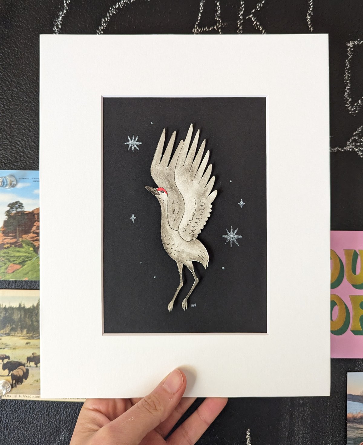 Image of Sandhill crane watercolor cut out