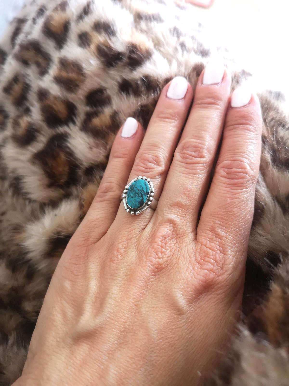 Image of Bague turquoise du tibet - taille 52 - 7578