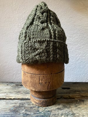 Image of Beanie - Army Sage cable £58.00