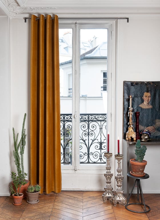 Image of Paire de Rideau doublé en Velours Tabac 135 x 250 cm