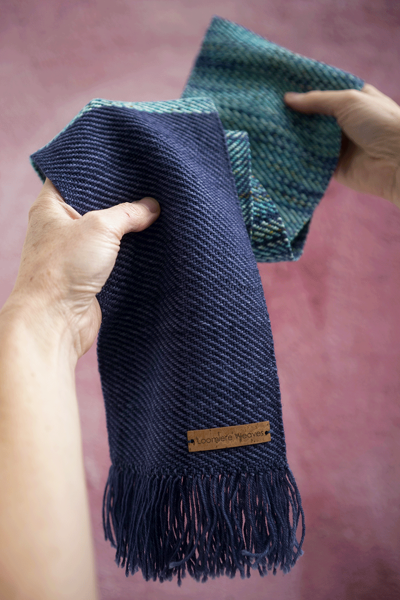 Image of Navy & Blue Fleck Skinny Two Tone Scarf