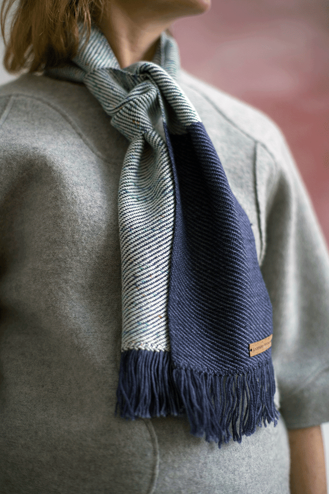 Image of Navy & White Fleck Skinny Two Tone Scarf