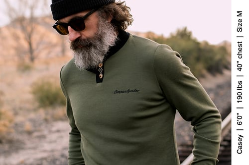 Image of Wool Henley, Olive/Eastern