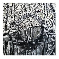 Snowy Willow Bridge Print