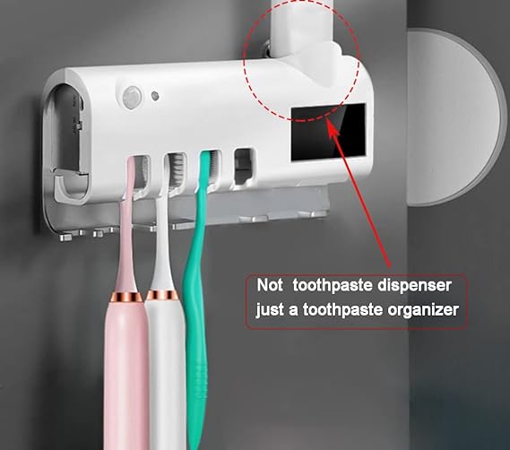 Solar Multifunctional Toothbrush Holder Automatic Toothpaste Squeezing Hole Free Wall Mount 