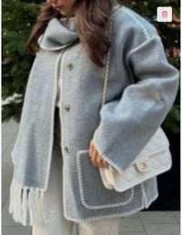 GREY COAT WITH WHITE TRIM (LARGE)