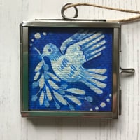 Image 1 of Dove with Olive Branch Framed Miniature Painting