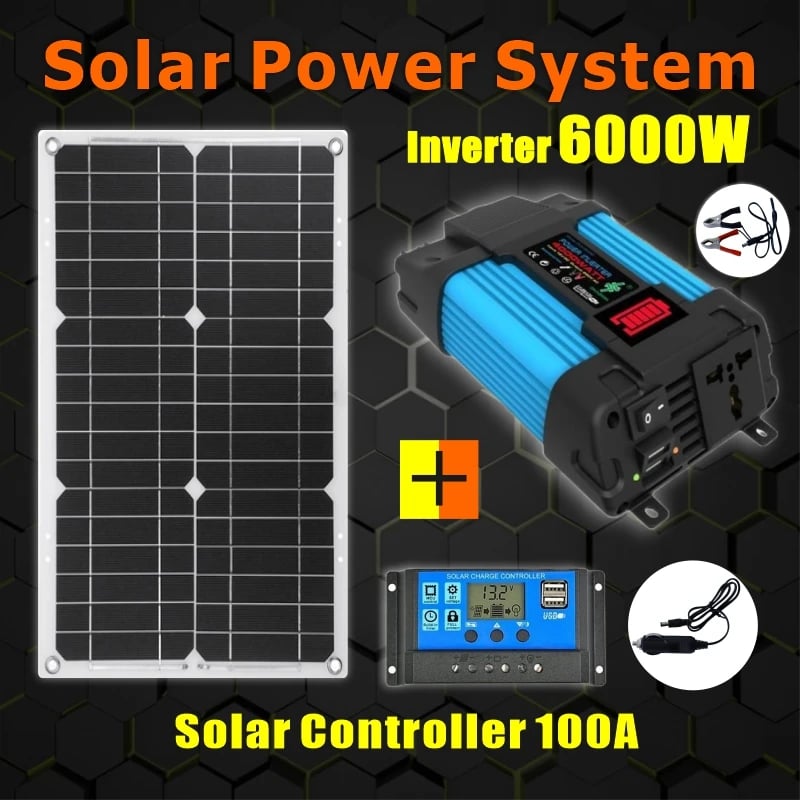 6000W Solar Inverter Solar Panel System DC 12V To AC 110V-220V Solar Improved Sine Wave Converter