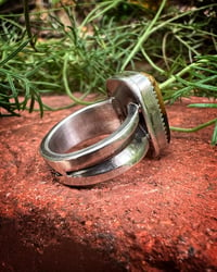 Image 4 of WL&A Handmade Old Style Ingot Black Jack Turquoise Ring - Size 6