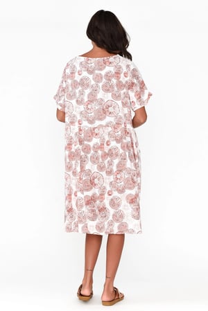 Image of Lizzie Linen/Cotton Dress - rust circle
