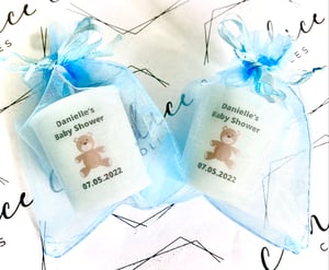Image of Personalised Baby Shower Candle Favours - Teddy Bear Design