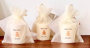 Image of Personalised Baby Shower Candle Favours - Teddy Bear Design