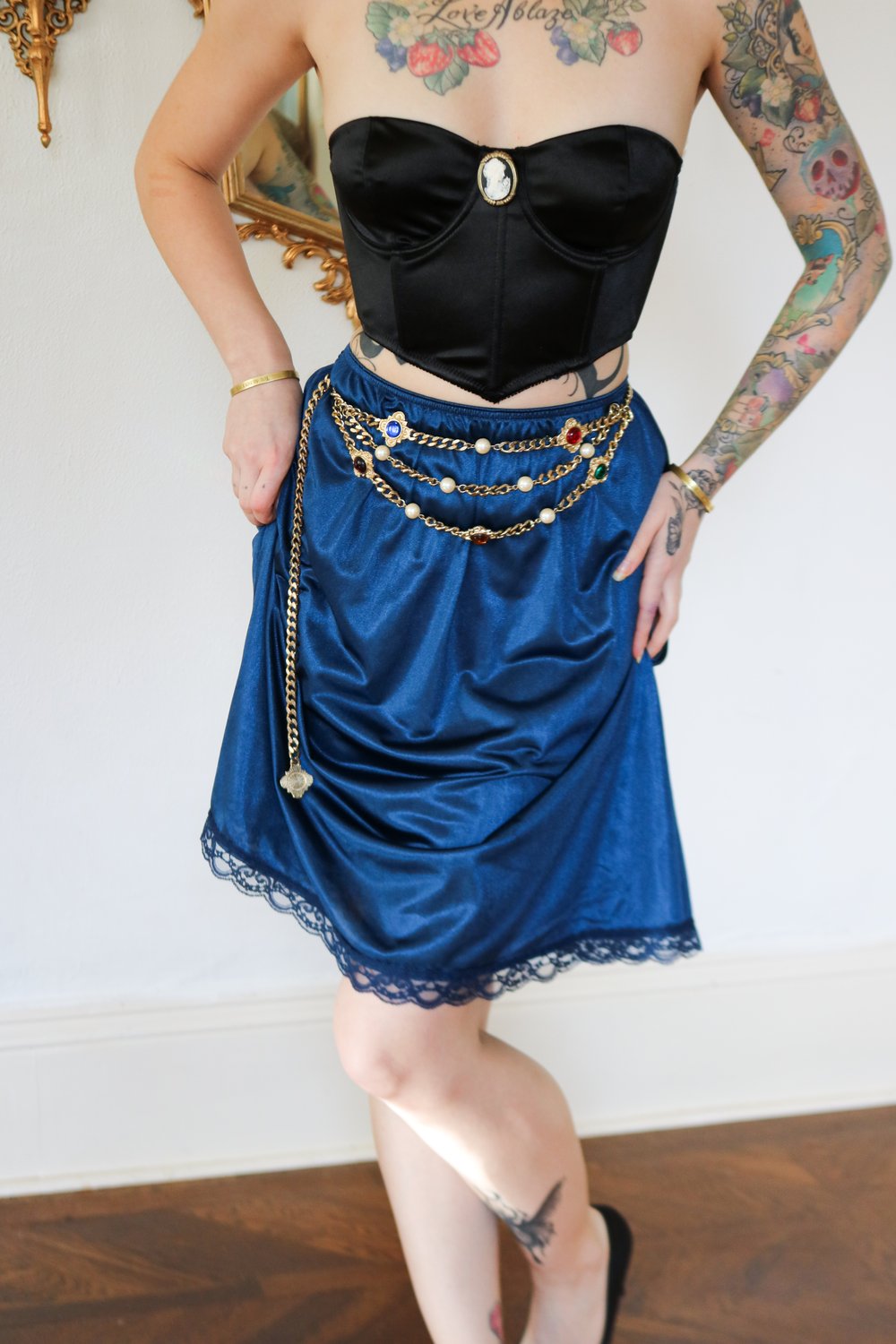 Vintage Dark Royal Blue Half-Slip (Small)