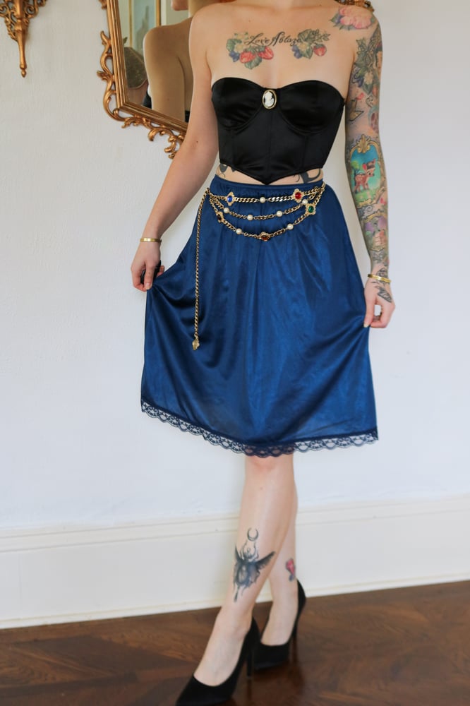 Image of Vintage Dark Royal Blue Half-Slip (Small)
