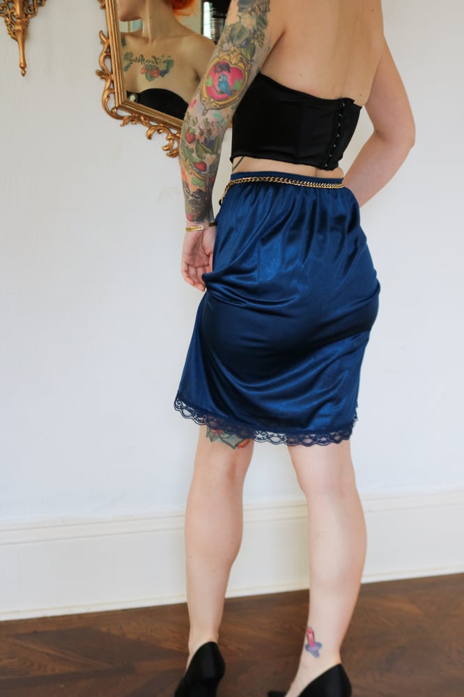 Image of Vintage Dark Royal Blue Half-Slip (Small)