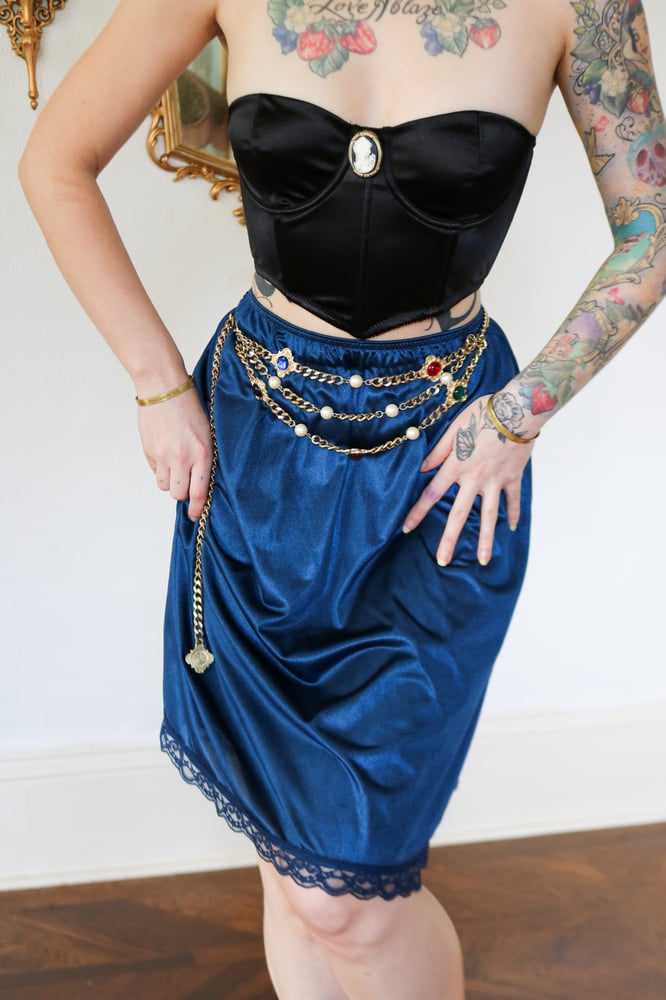 Image of Vintage Dark Royal Blue Half-Slip (Small)