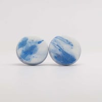 Handmade Australian porcelain stud earrings - blue and white