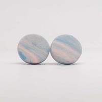 Handmade Australian porcelain stud earrings - pink and blue marble