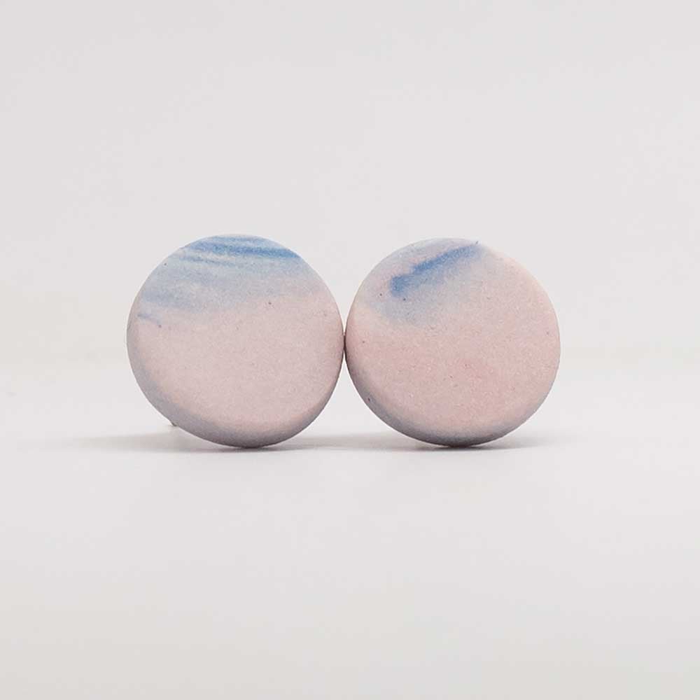 Image of Handmade Australian porcelain stud earrings - soft pink with a touch of blue