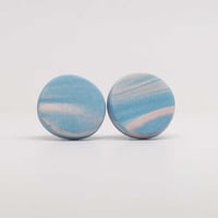 Handmade Australian porcelain stud earrings - blended blue and soft pink