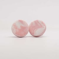 Handmade Australian porcelain stud earrings - pink and white marble