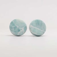 Handmade Australian porcelain stud earrings - turquoise and white marble