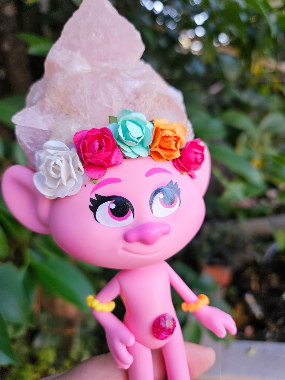 Rose Quartz Crystal Troll Poppy 6" Platform Shoes