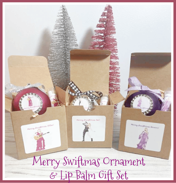 Image of Merry Swiftmas Personalized Lip Balm & Ornament Gift Set 