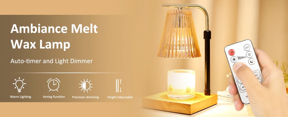 Electric Candle Melting Wax Light Aromatherapy Lamp With Wooden Base 